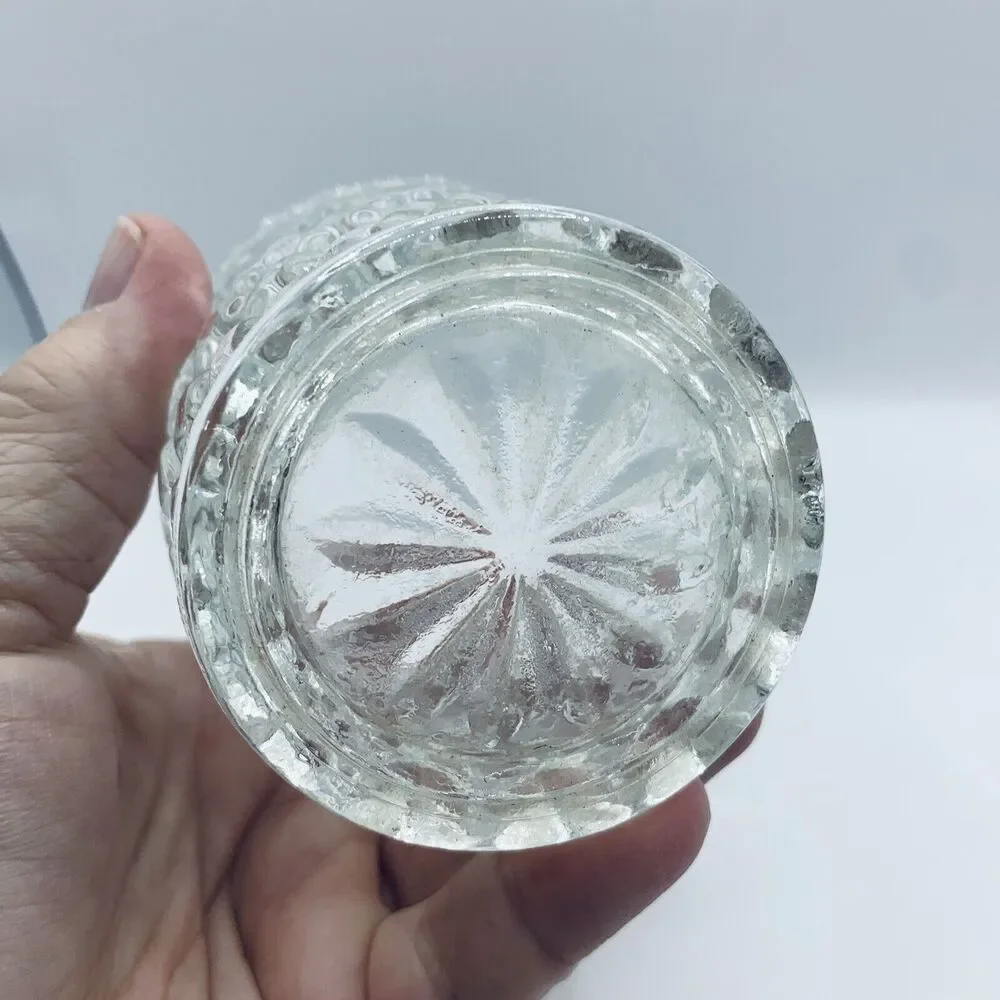 Clear Glass Tumbler w/Fan Diamond Pattern 3.75 In Tall x 3.25 “ Diameter